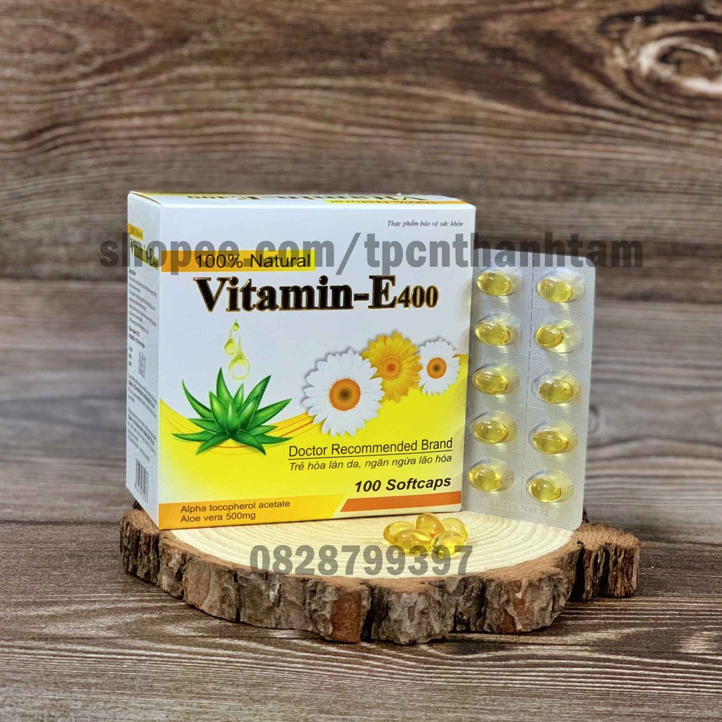 Viên uống VITAMINE 400 bổ sung vitamin E giúp làm đẹp da, trắng da, hồi phục da nhăn nheo- Hộp 100 viên