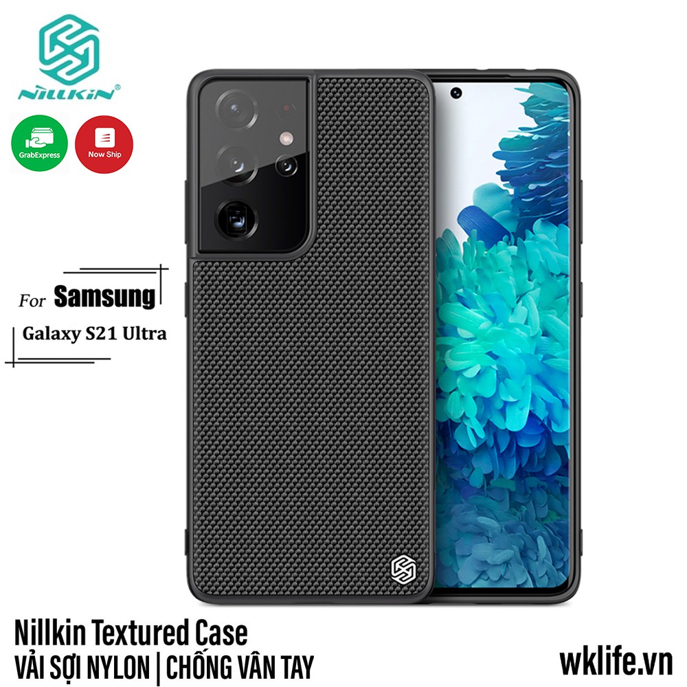 Ốp Samsung S21 Ultra Nillkin Textured Lưng Vải Sợi Carbon Hàng Chính Hãng