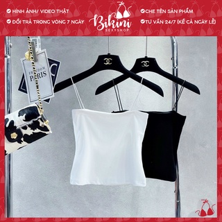 Áo 2 dây sợi bún thun trơn màu đen/ trắng freesize Bra023