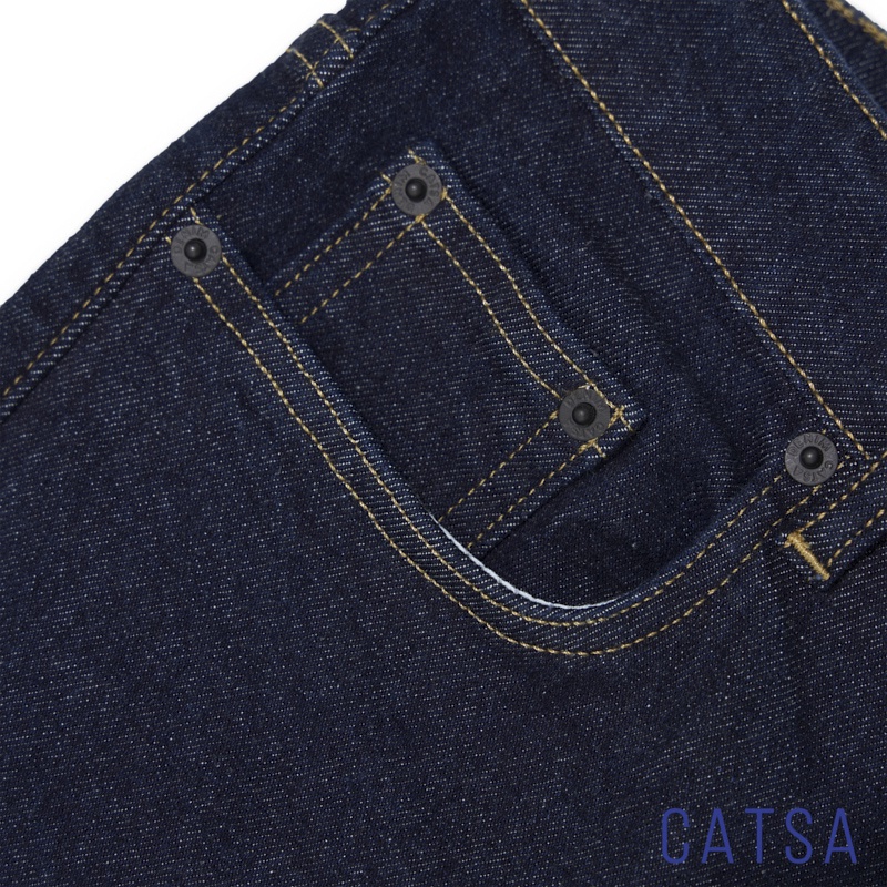 Quần jeans nam xanh đen CATSA chất jeans đẹp, mặc thoải mái, năng động thể thao form SLIMFIT QDL134