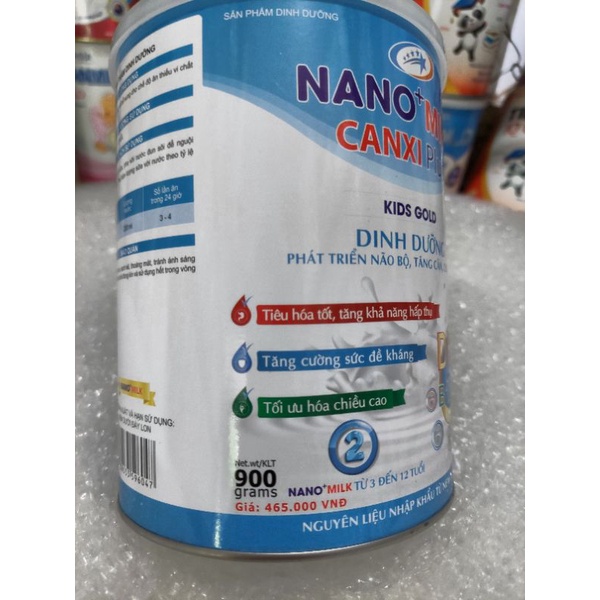 SỮA NANO MILK CANXI 3-12 TUỔI/ 900G DATE TH11/2023
