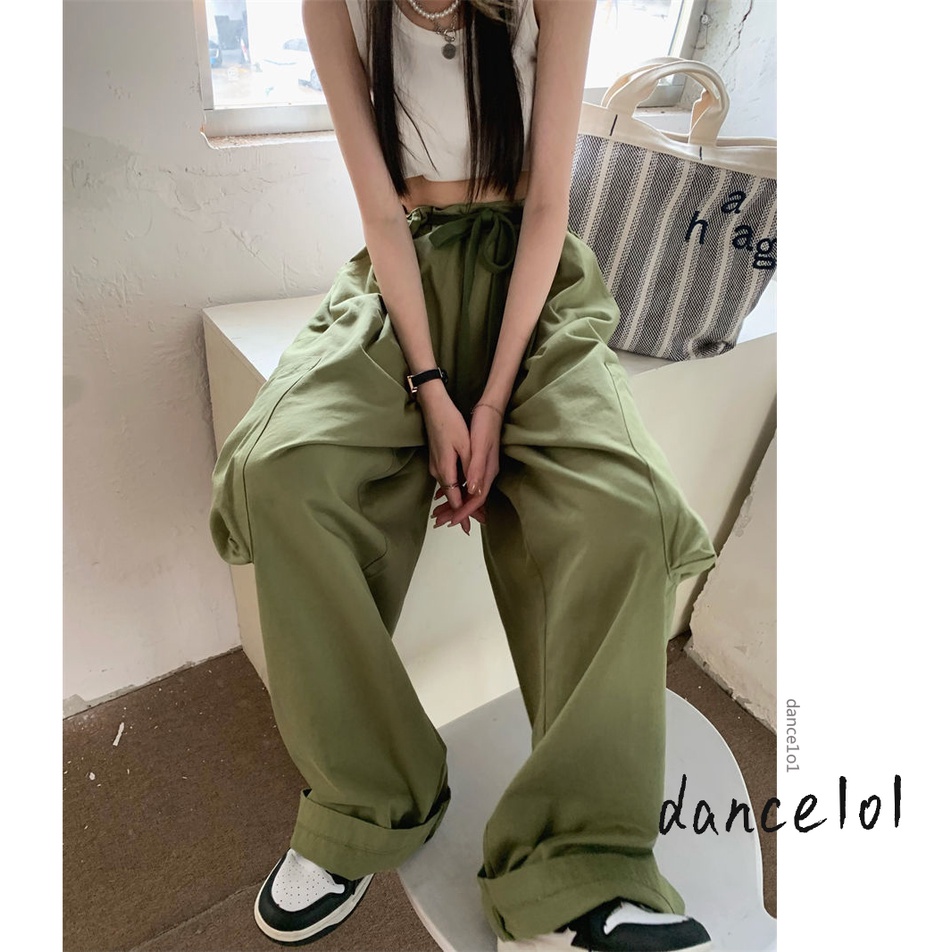 Quần Dài Ống Rộng Phối Dây Phong Cách Punk Retro dance1o1- Dành Cho Nữ