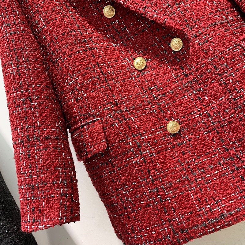 ( Ảnh thật ) A1053 Áo dạ tweed đỏ 6 cúc | BigBuy360 - bigbuy360.vn