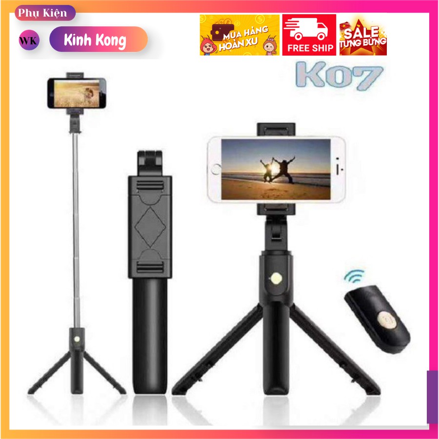 Gậy Chụp Ảnh Tự Sướng Selfie Tripod K07,có Bluetooth giá đỡ 3 chân chắc chắn