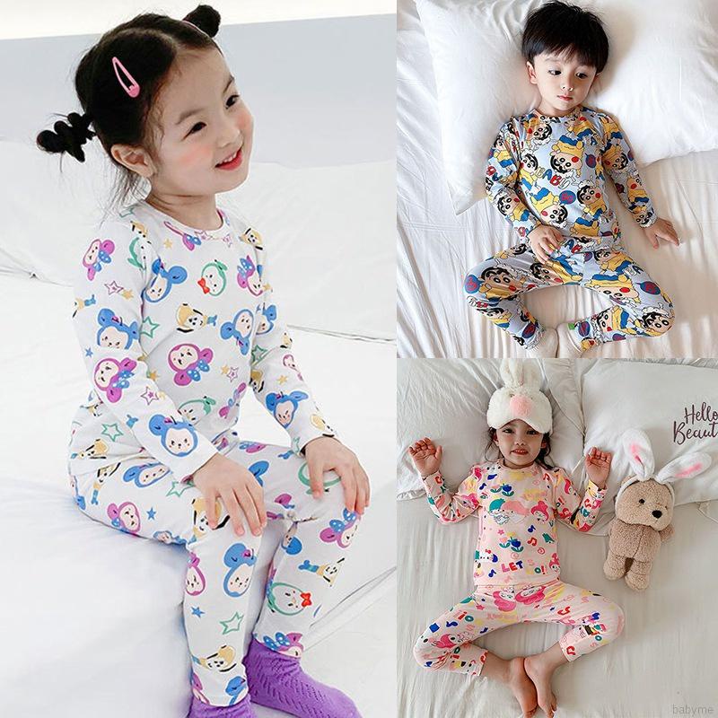 Bộ Đồ Ngủ 2 Món Vải Cotton Thoáng Khí In Hoạt Hình Kèm Quần Dài Dành Cho Bé