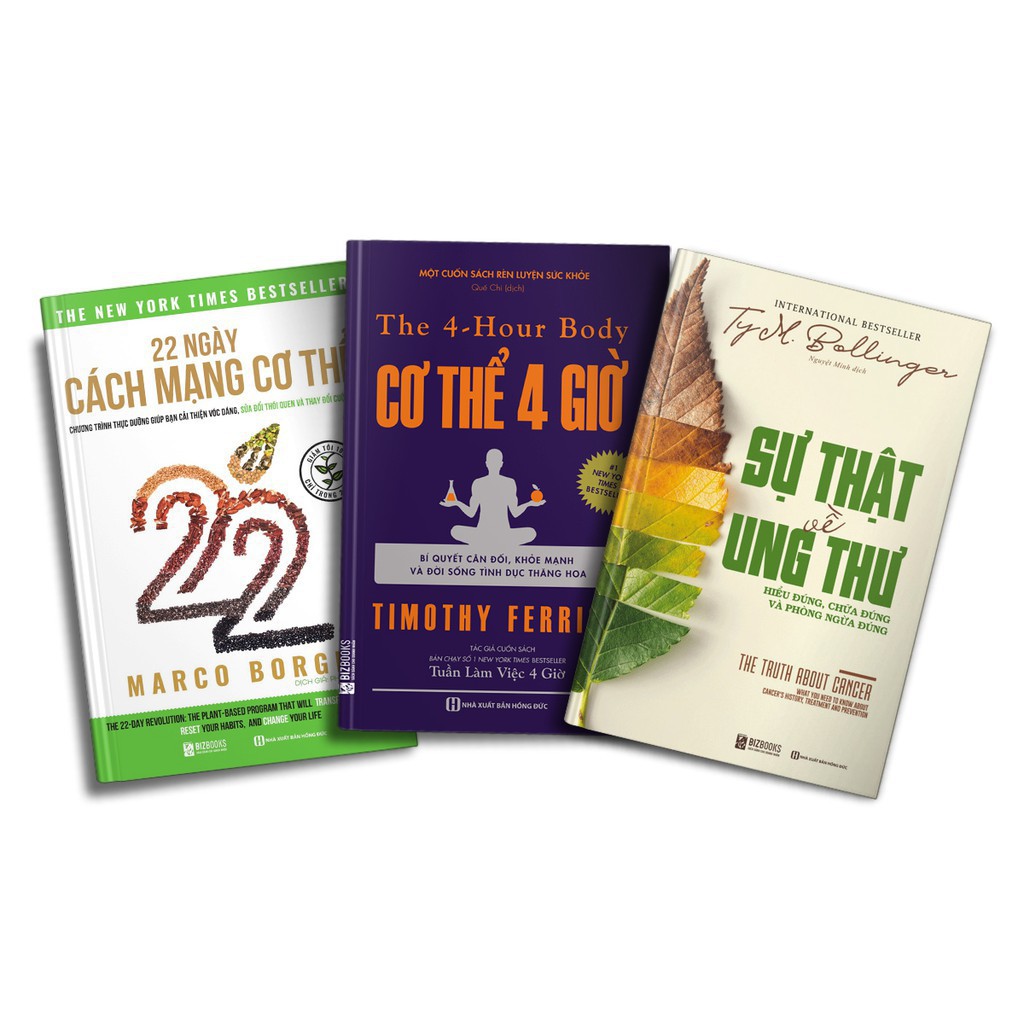 Sách - Combo 22 Ngày Cách Mạng Cơ Thể + Cơ thể 4 giờ + Sự Thật Về Ung Thư: Hiểu đúng, chữa đúng và phòng ngừa đúng
