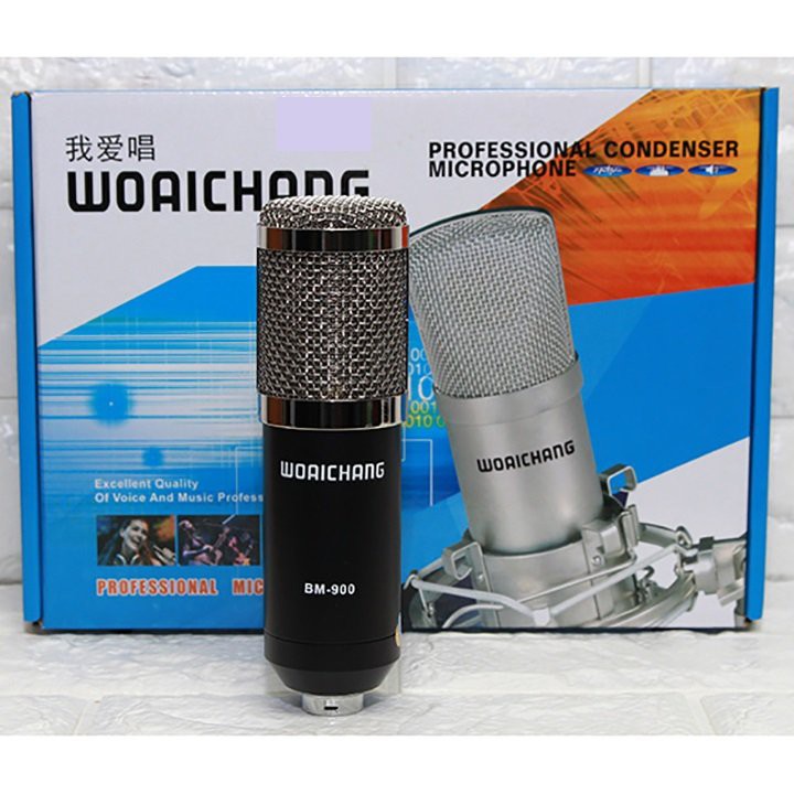 Mic thu âm Waichang BM 900 cao cấp, kết hợp soundcard K10 và H9,V8,V10 new (đen,bạc)