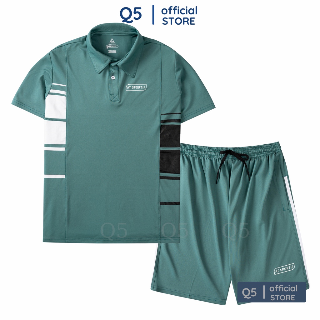 Bộ Thể Thao Nam Có Cổ Cộc Tay Phối Màu Cao Cấp Q5