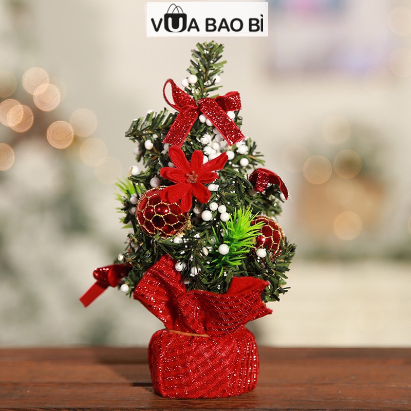 Cây thông Noel giáng sinh để bàn mini trang trí Noel kèm phụ kiện cao 20-40cm