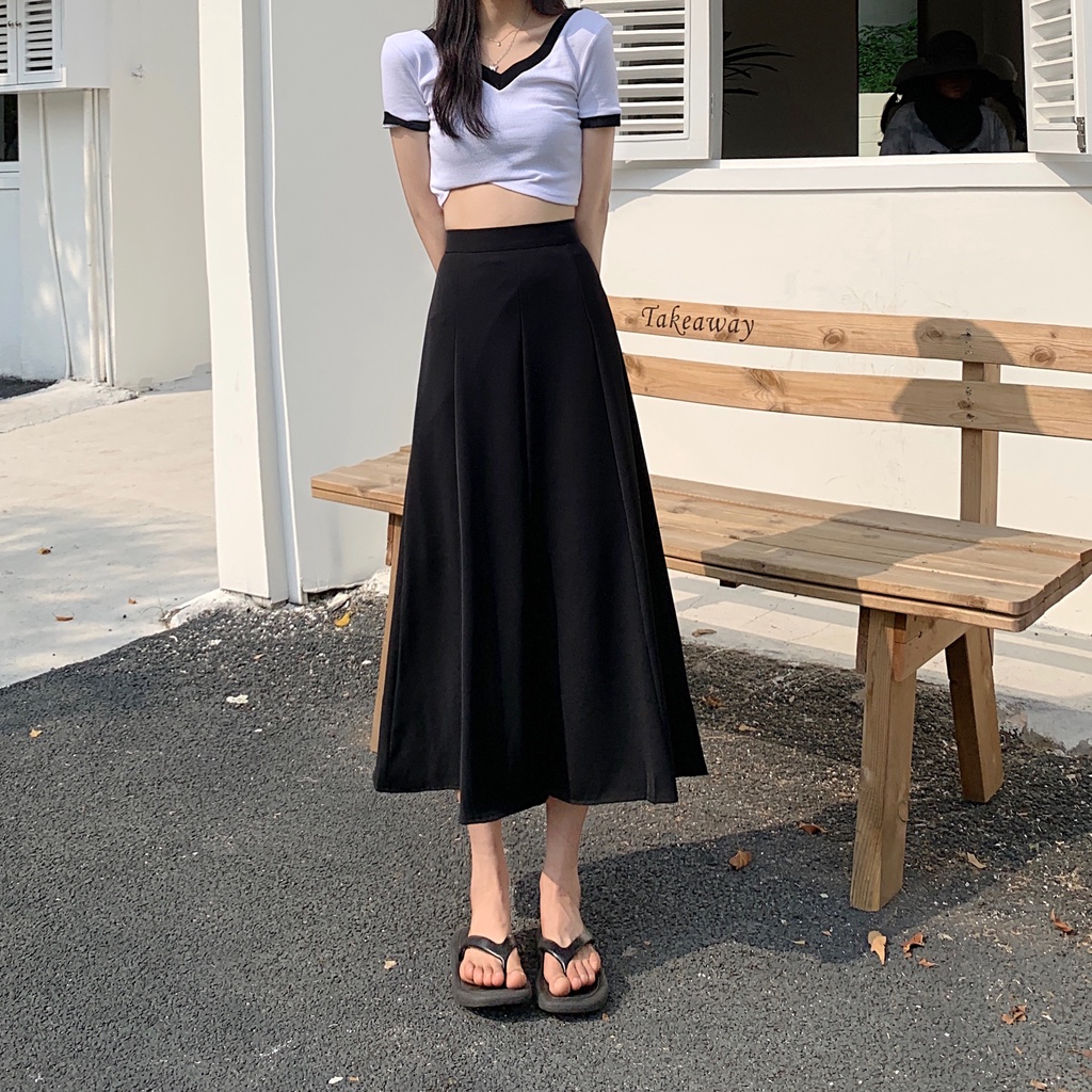 Chân Váy Xòe Lưng Cao Phong Cách Hàn Quốc Cho Nữ