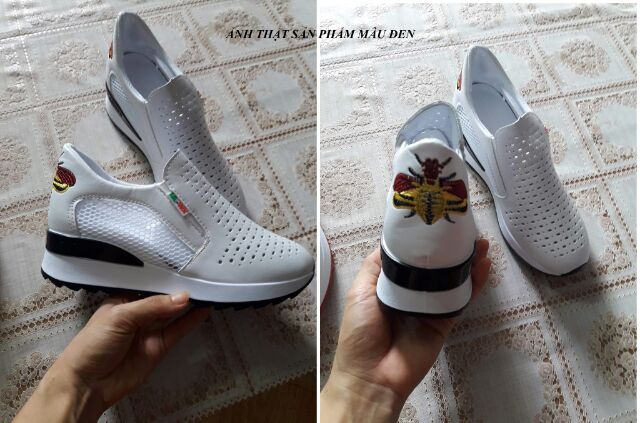 [SIÊU HOT] Giày lười độn đế 7 phân lỗ thoáng khí gót thêu ong cực xinh | BigBuy360 - bigbuy360.vn