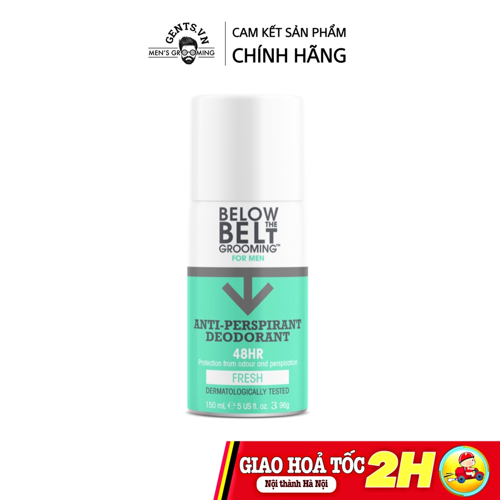 Xịt ngăn mùi cho nam Below The Belt Grooming Anti-Perspirant Deodorant 150ml – 48 giờ khô thoáng kháng khuẩn