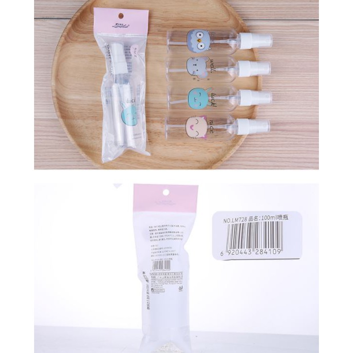 Chai chiết 100ml bao bì hình mèo có vòi xịt phun sương