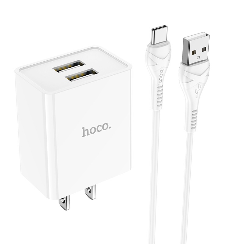 Sạc iphone nhanh Hoco C89 sạc nhanh 2.1A với 2 cổng USB cho iPad, iPhone 5 6 7 8 X 11 12 13, dây dài 1m