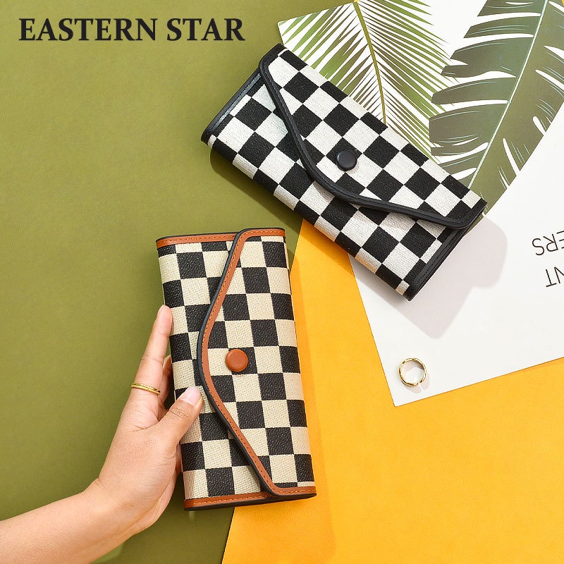 Ví da KAITIFEI dáng dài cầm tay bỏ túi gập nhỏ gọn nhiều ngăn đa năng phong cách retro thời trang cao cấp cho nữ
