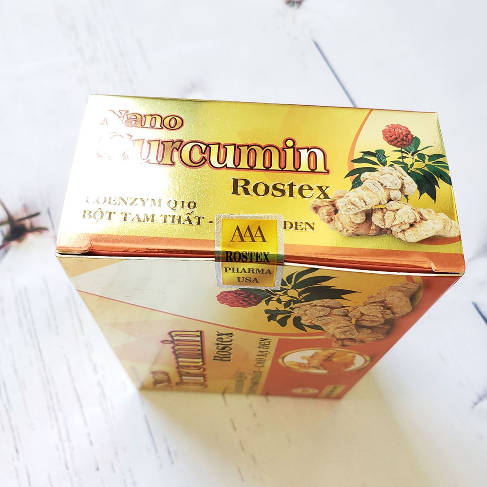 Hỗ trợ dạ dày Nano Cucurmin Rostex thành phần bột tam thất và cao xạ đen hộp 30 viên