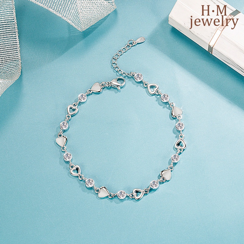 Vòng Tay Bạc S925 AAA Zircon Trái Tim Ngọt Ngào Mới 2022