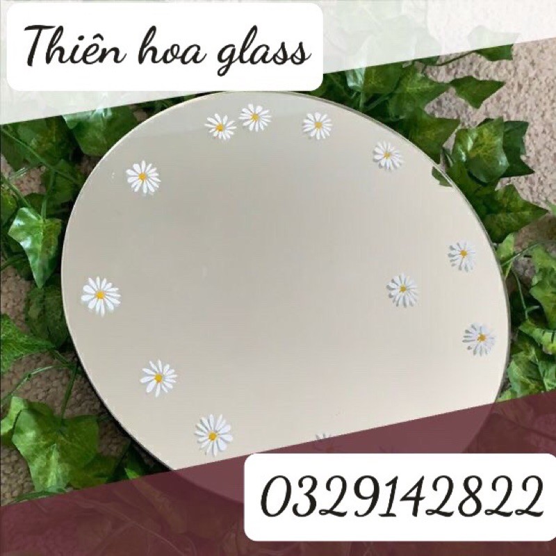 Gương hoa cúc trắng gương viền dây gương macrame gương vẽ gương trang trí treo tường