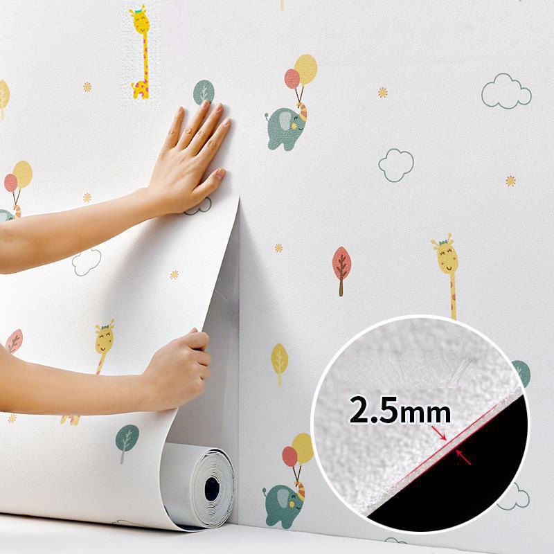 Giấy Dán Tường 3D Họa Tiết Hoạt Hình Chống Nước Chống Ẩm Dày Dặn Trang Trí Phòng Bé