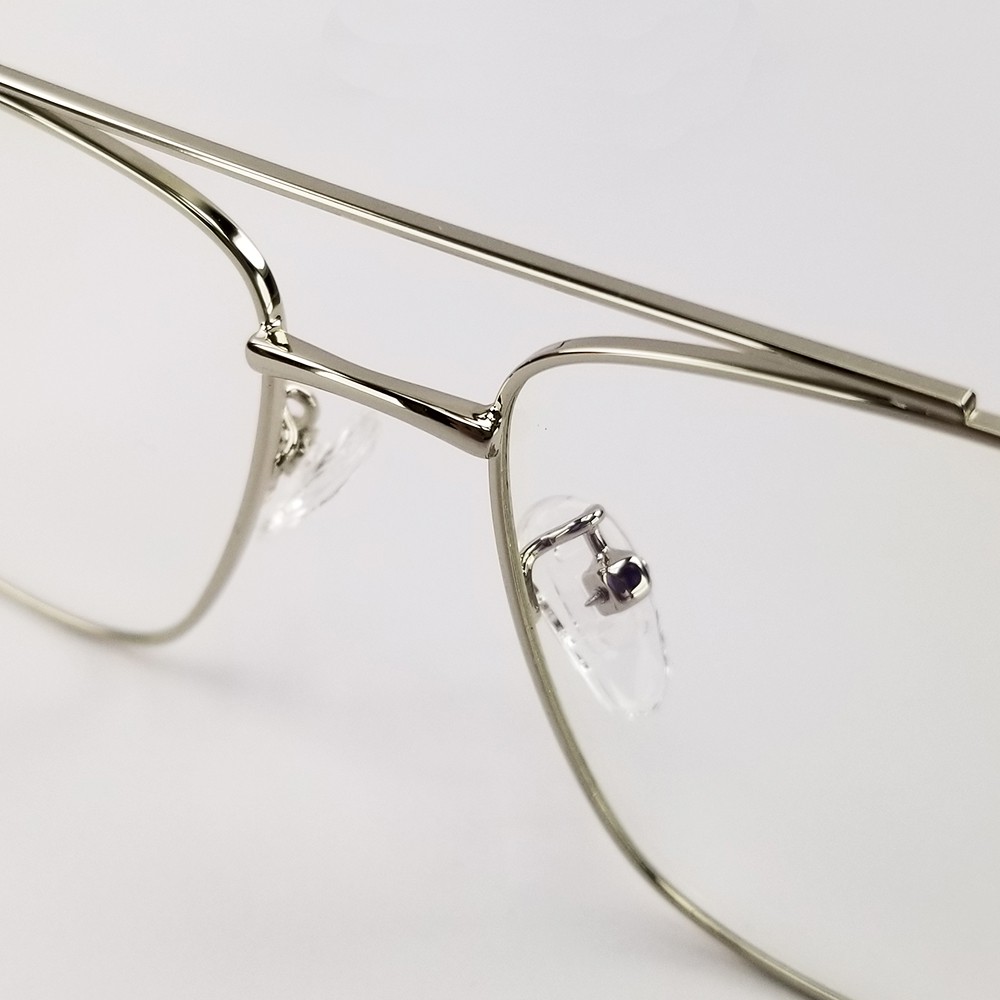 Gọng kính cận nam nữ mắt chữ nhật kim loại cao cấp màu bạc, đen bạc 3076. Tròng kính giả cận 0 độ | BigBuy360 - bigbuy360.vn