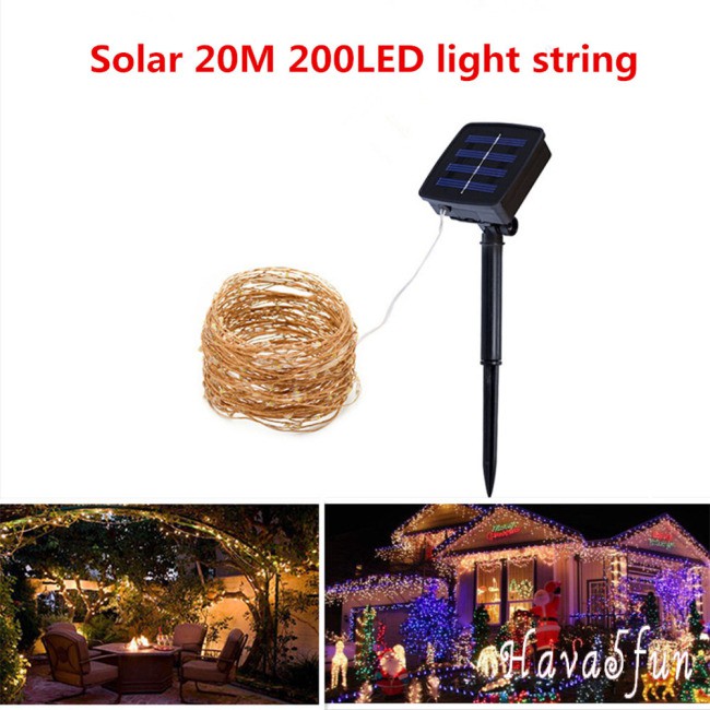 Dây Đèn Led 200 Bóng Dài 20m Sử Dụng Năng Lượng Mặt Trời