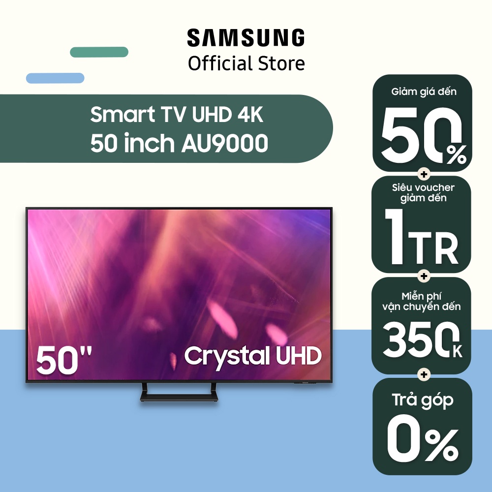 Smart Tivi Samsung Crystal UHD 4K 50 inch UA50AU9000KXXV - Miễn phí lắp đặt