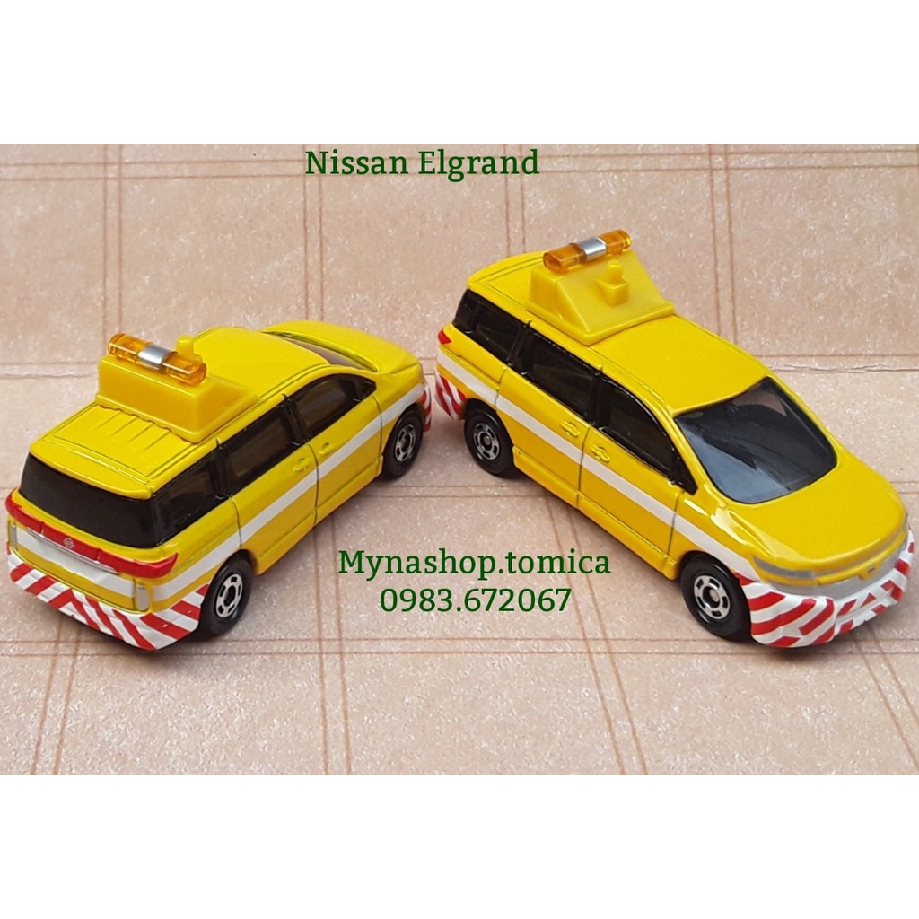 Tomica không hộp - Nissan Elgrand - xe c.sát biển báo công trình