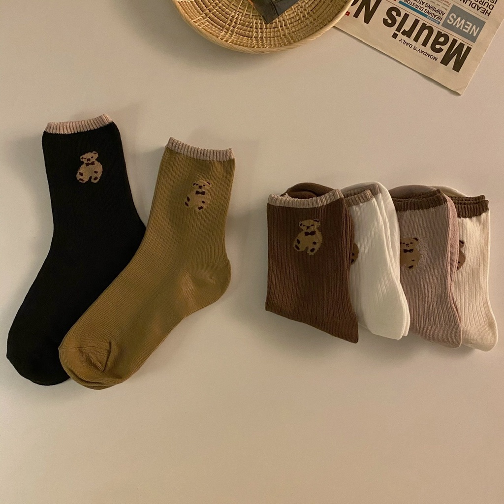 NUZIRO  Set 6 đôi vớ cotton phong cách Hàn Quốc cho nữ