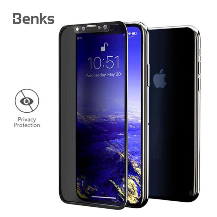 Miếng dán kính cường lực chống nhìn trộm hiệu Benks dành cho iPhone X / iPhone XS (Mỏng 0.3mm, Full HD, chống lóa)