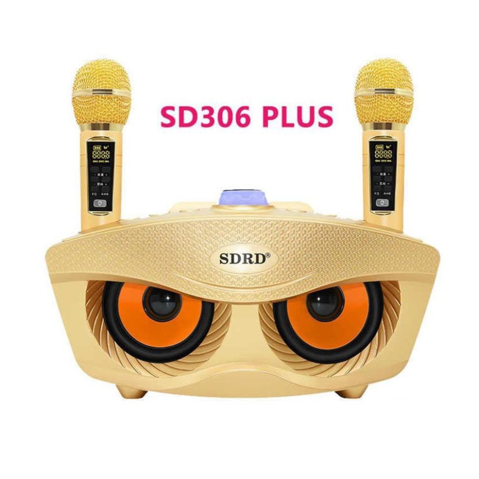 Loa bluetooth Karaoke SDRD SD 306 Plus Kèm 2 Micro Không dây Có Màn Hình Mới 2021 bảo hành 12  tháng bass cực hay