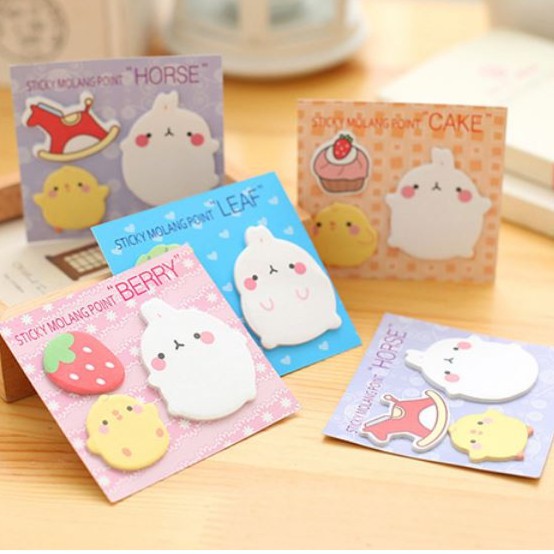 Bộ giấy note molang 3 hình xinh xắn - Giấy note molang 4 màu Duashop