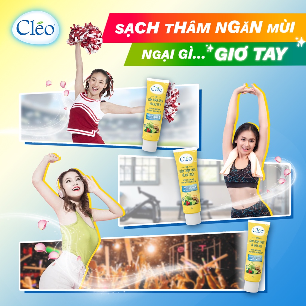 Kem Giảm Thâm Nách & Khử Mùi Cleo Dưỡng Sáng 6 Trong 1 35g