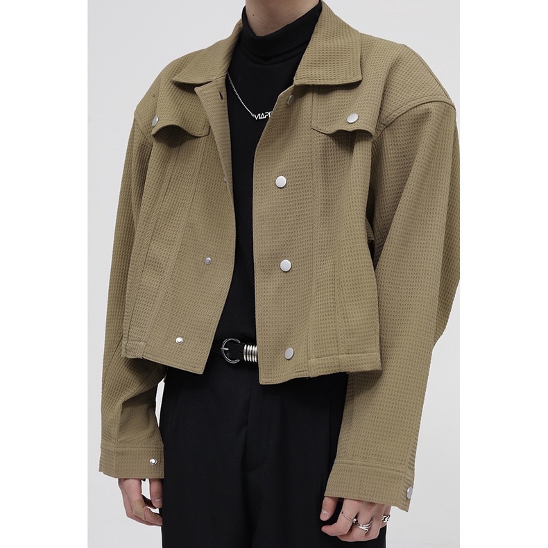 Áo khoác nam nữ ô vuông nhỏ màu nâu