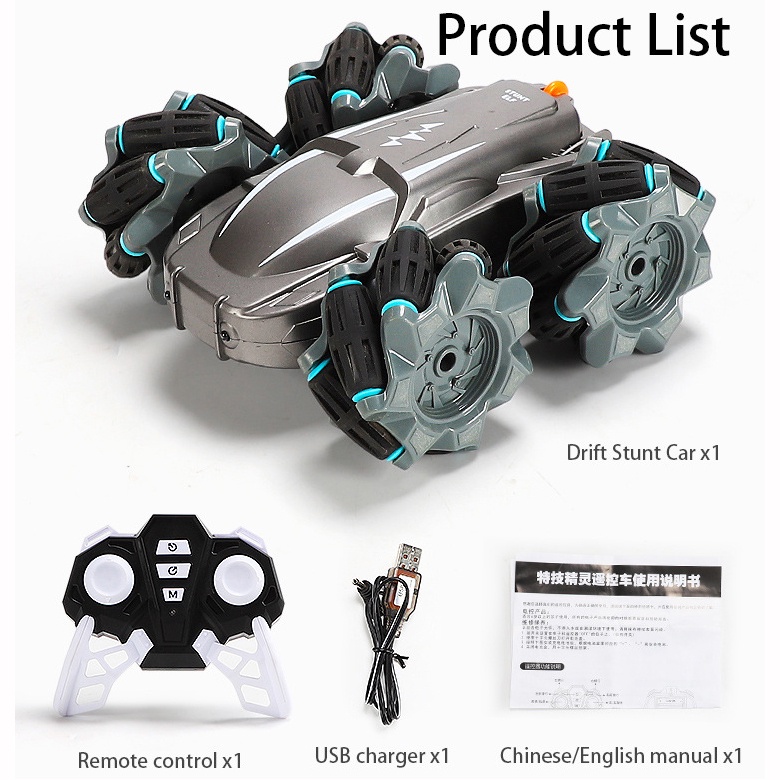 xe điều khiển từ xa orift tay cầm xoay 360 độ có đèn cao cấp pin sạc