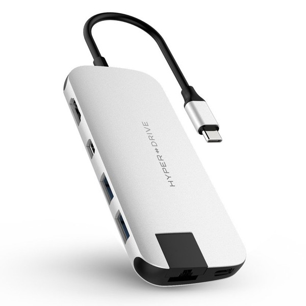 Cổng chuyển Hyperdrive slim 8 in 1 USB-C Hub Silver (HD247B-SL) - Cổng HDMI hỗ trợ độ phån giải 4K