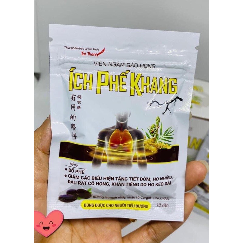 Viên ngậm bảo họng Ích phế khang gói 10 viên - hỗ trợ bổ phế , giảm các biểu hiện tăng tiết đờm, ho nhiều ,đau rát họng | BigBuy360 - bigbuy360.vn
