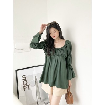 YU CHERRY | Áo lụa nữ tay dài chiết tay Full minnie top YA407