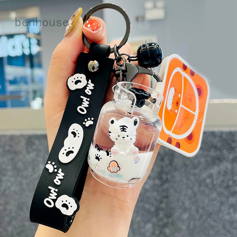 Móc khóa mặt hình bình ga và hổ con dễ thương