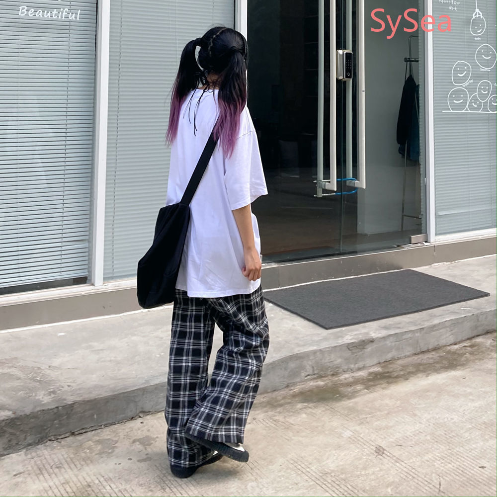 Quần dài ống rộng hoạt tiết caro thời trang cho nữ