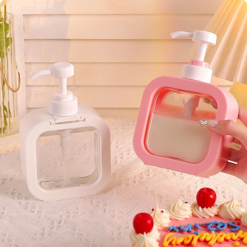 Chai Nhựa Trong Suốt Hình Vuông Dung Tích 500ml Dùng Đựng Xà Phòng/Mỹ Phẩm Khi Đi Du Lịch