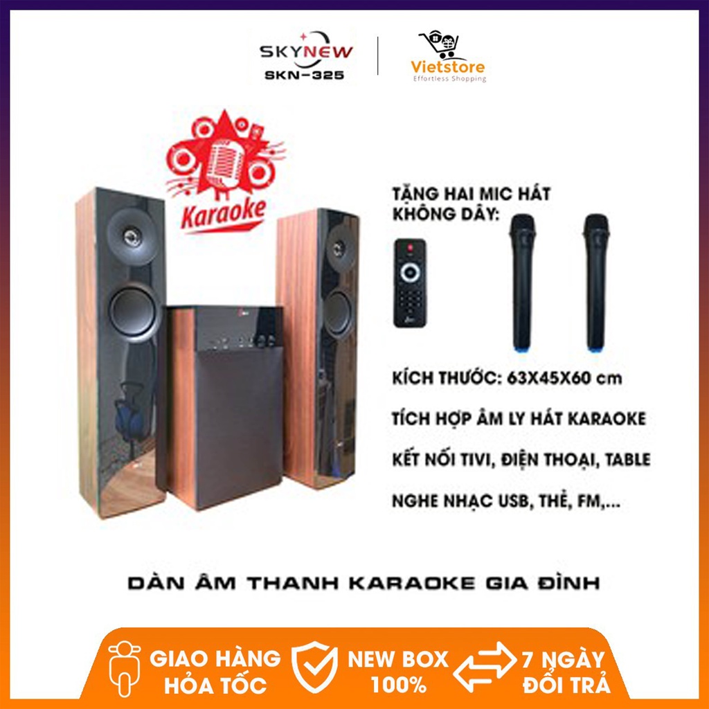 (Tặng kèm Micro không dây) Dàn karaoke gia đình,âm thanh Hifi siêu Bass có kết nối Bluetooth USB thẻ nhớ Skynew-SKN325