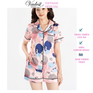 Đồ Ngủ Nữ Pijama VADESI Bộ Quần Đùi Áo Cộc Mặc Nhà Lụa Cao Cấp Họa Tiết Đẹp Thoáng Nhẹ