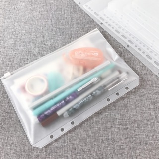 Túi zip a5/a6 sổ còng 6 lỗ, túi zip trong suốt cài sổ còng, túi zip 6 lỗ sổ còng a5/a6