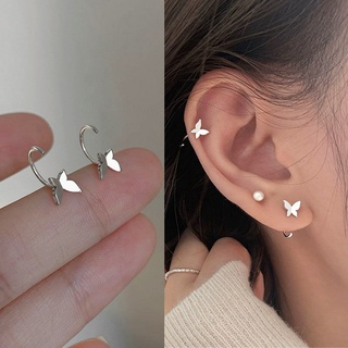 Mới đôi bông tai mạ bạc 925 hình bươm bướm