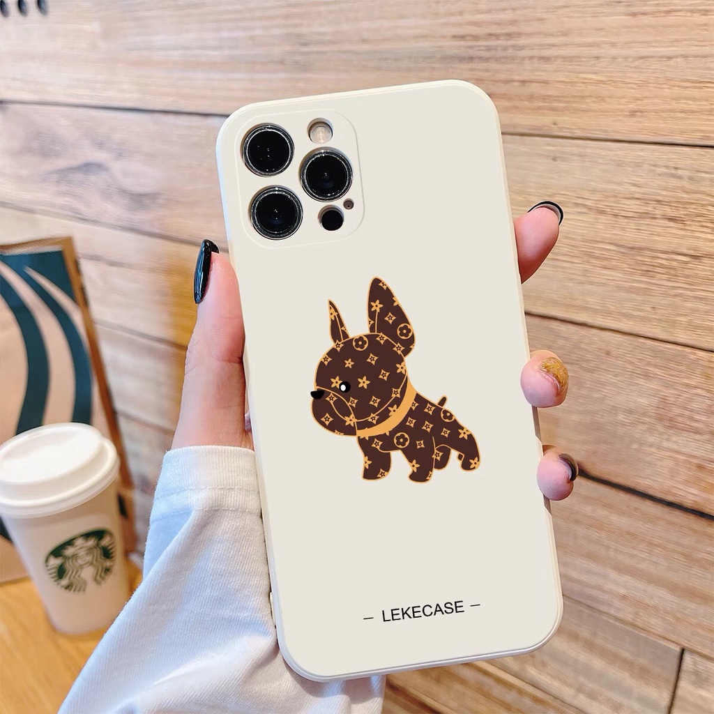 Ốp lưng iphone DOG Bull x LV viền vuông TPU 6/6s/7/8/6plus/7plus/8plus/x/xs/xsmax/11/11pro/11promax/12/12pro/12promax