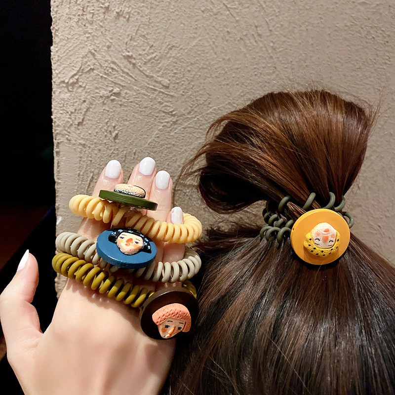 Dây Buộc Tóc Cao Su Hình Búp Bê Hoạt Hình Sơn Dầu Phong Cách Hàn Quốc Cho Nữ F362