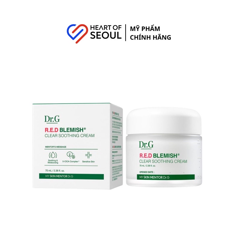 Kem dưỡng Dr.G DrG Red Blemish Clear Soothing Cream 70ml (Bill Hàn)