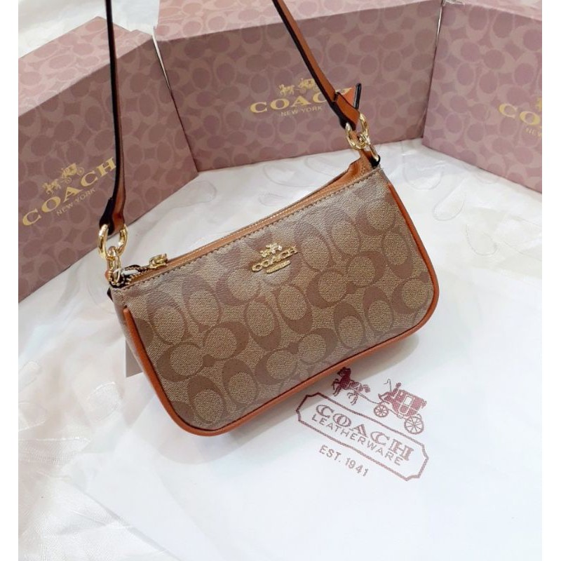 Coach túi da mềm 2 dây đeo chéo