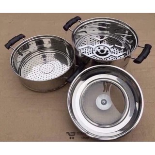 nồi hấp 3 tầng inox dùng được bếp từ size 28cm