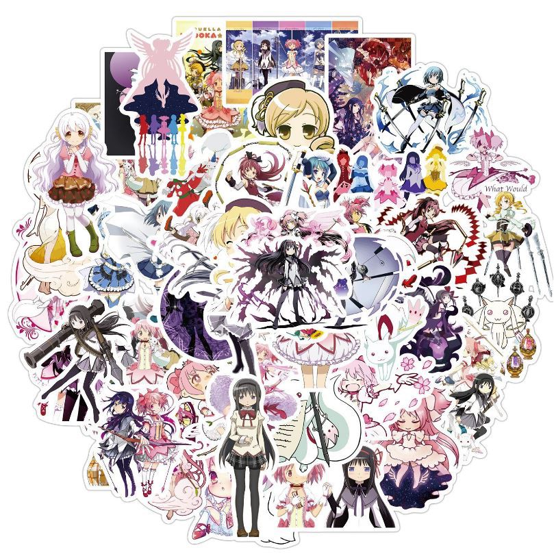 Sticker anime Magical Girl Madoka nhựa PVC không thấm nước, dán nón bảo hiểm, laptop, điện thoại, Vali, xe #198